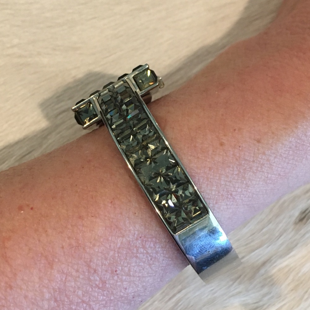Hinged Pewter Rhinestone Watch - Picture 5 of 7